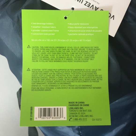 Everyday Essentials Navy Blue Outdoor High Back Chair with Cushioned Headrest - Picture 10 of 11